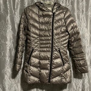 Halogen Women's Shiny Gray Puffer Jacket